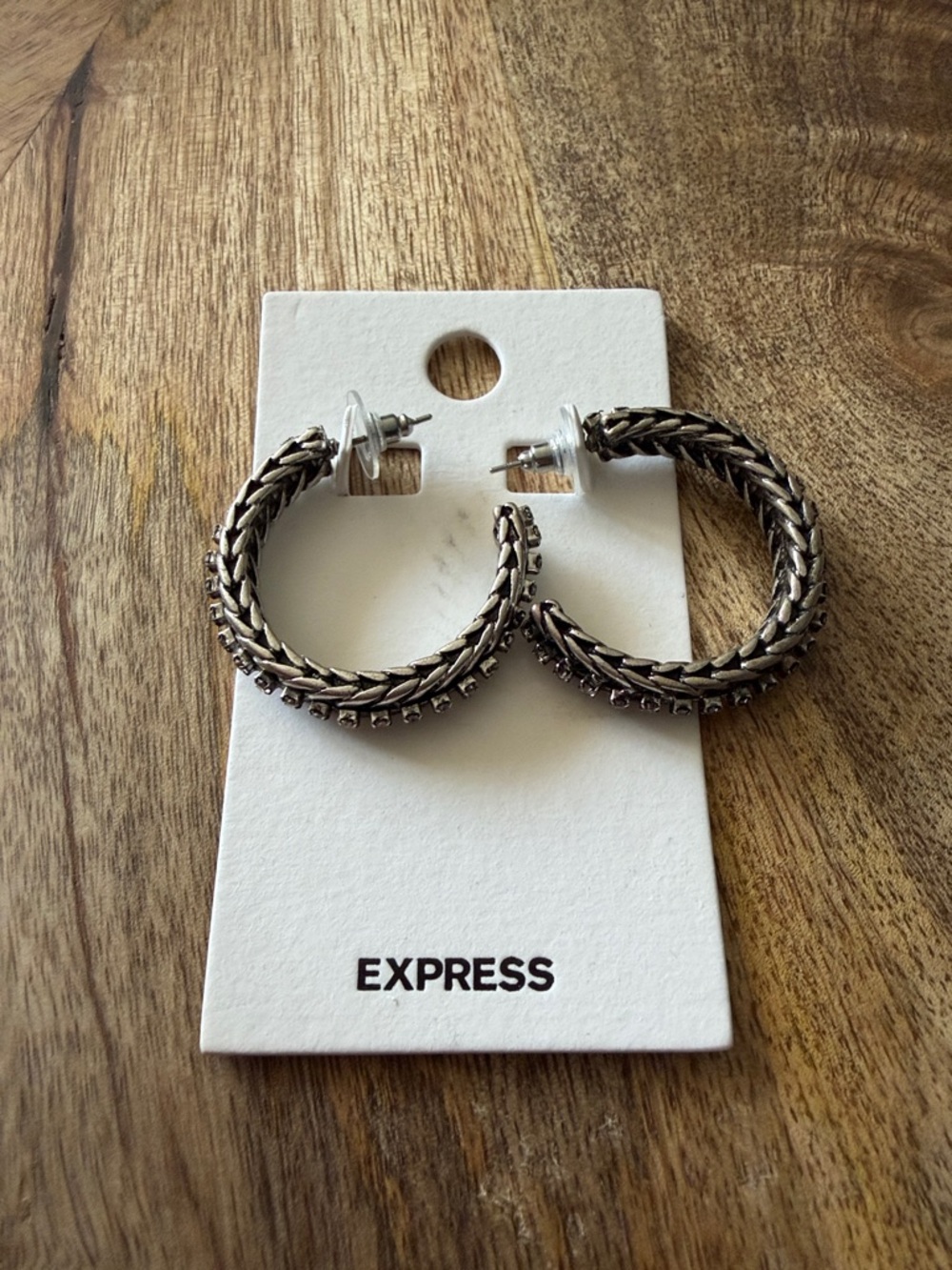 Express Braided Hoop Earrings in Silver-Tone